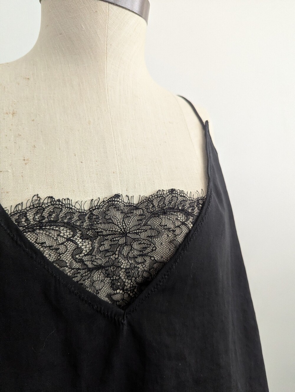 Intimately Free People Black Slip Camisole with Lace Bralette